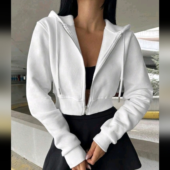 Women Solid Color Casual Hooded Sweatshirt,Long Sleeve Tops - Picture 2 of 4